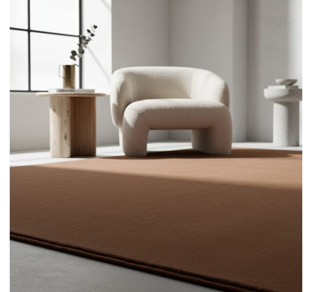 KADIMA DESIGN Teppich LECH Wohnzimmer Waschbar Schlafzimmer Wohnzimmerteppich Esszimmer Uni, Läufer, Höhe: 9 mm, Braun, 60x110 cm, Modern Esszimmerteppich Fußbodenheizung Waschbar