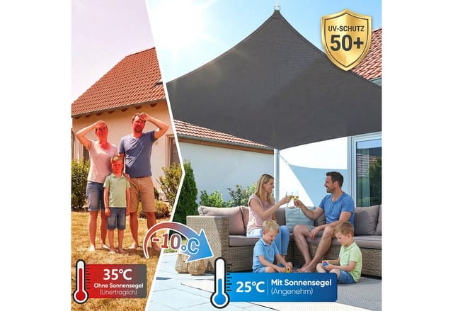 SUNULA Sonnensegel Balkon 160g/m² Polyester UV Schutz Sonnenschutz Terrasse Garten, Rechteckig, Anthrazit 2 x 3 m