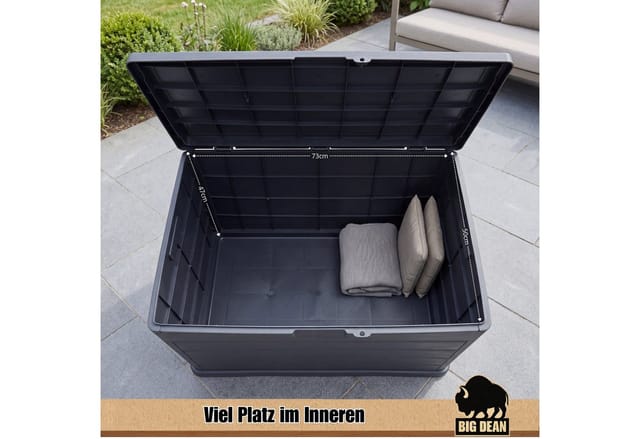 BigDean Auflagenbox Stabile Gartenbox Kissenbox outdoor 78x55x52 abschließbar (Packung, 1 St., Gartenbox), Kompakte 170l Strauraum