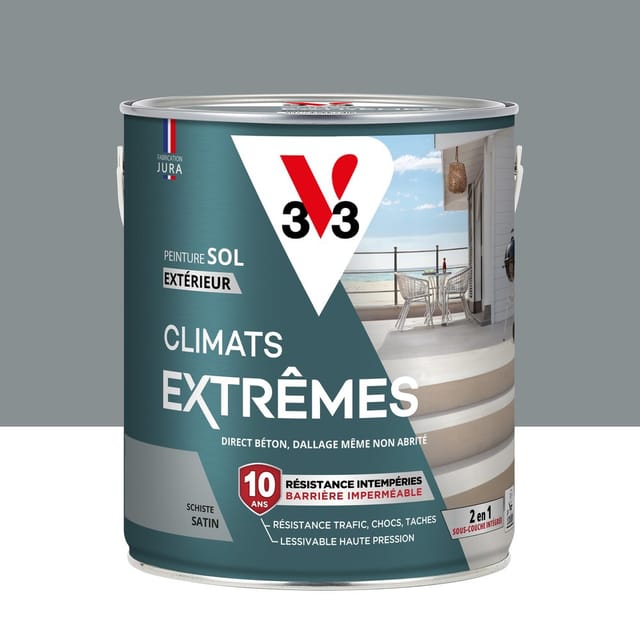 V33 Bodenfarbe Für Extreme Klimazonen, Satin-schiefergrau, 2,5 L V33