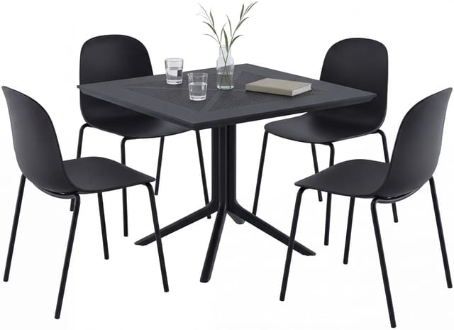 Gartenmöbel-set Zeron Mit 4 Stühlen Schwarz
