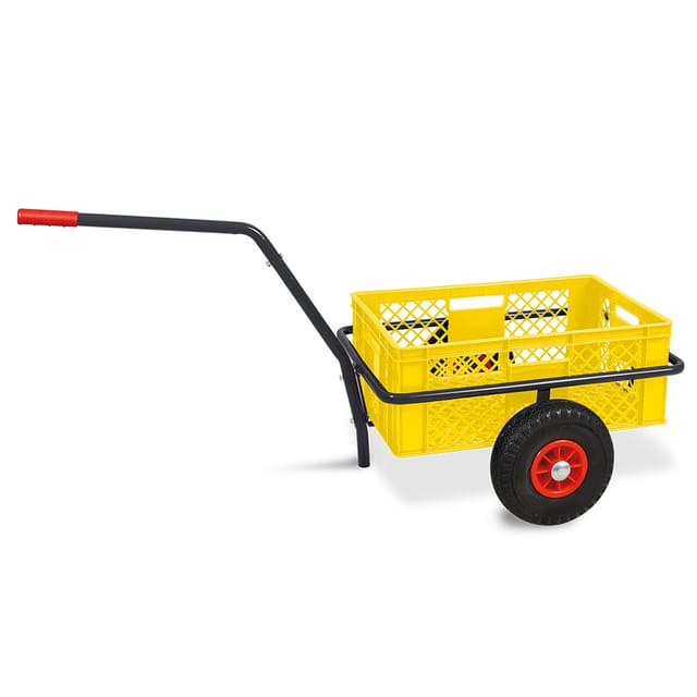 Brb Handwagen Mit Kunststoffkorb H 240 Mm, Lxbxh 1250x640x660 Mm, Tragkraft 200 Kg (gelb)