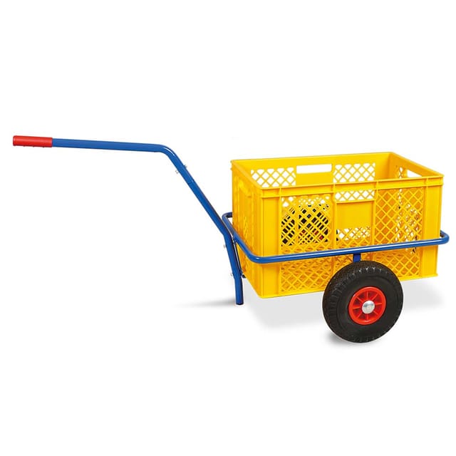 Brb Handwagen Mit Kunststoffkorb 600x400x320 Mm / 63 Liter, Gelb, Tragkraft 200 Kg, Pannensichere Reifen