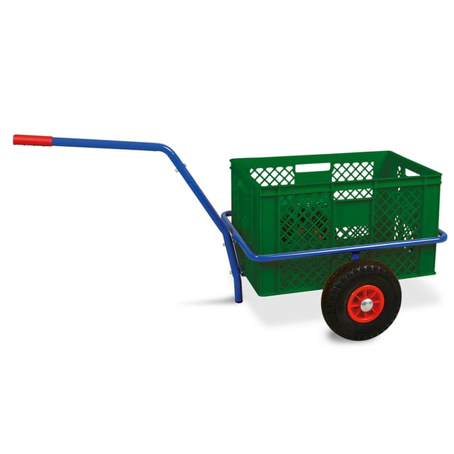 Brb Handwagen Mit Kunststoffkorb 600x400x320 Mm / 63 Liter, Grün, Tragkraft 200 Kg, Pannensichere Reifen
