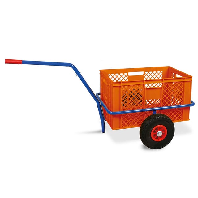 Brb Handwagen Mit Kunststoffkorb 600x400x320 Mm / 63 Liter, Orange, Tragkraft 200 Kg, Pannensichere Reifen