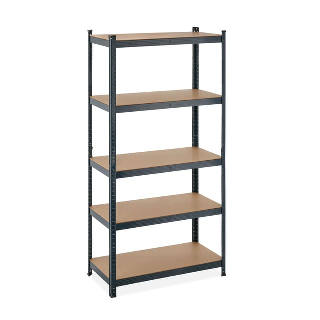 Relaxdays Schwerlastregal, 5 Ebenen, Hbt 180x90x45 Cm, 875 Kg Tragkraft, Lagerregal, Keller & Garage, Metall, Anthrazit