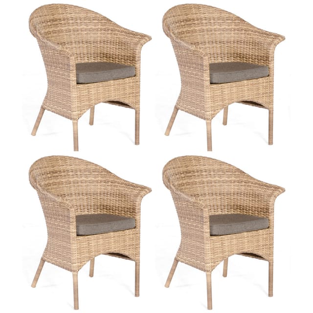 4er-set Garten-sessel Cayman Aluminium Mit Polyrattan Natura-antik Gartenstuhl - Sonnenpartner