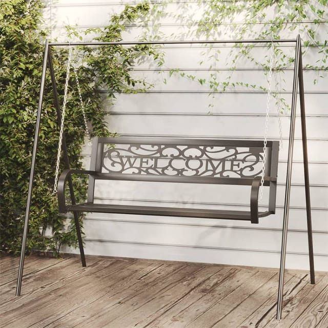 vidaXL Hollywoodschaukel 125 cm Stahl und Kunststoff Schwarz 125 x 53,5 x 42 cm