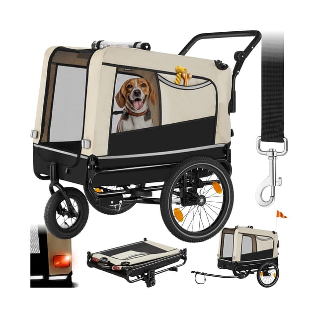 Tectake Hundeanhänger Woofrider 3In1 Multifunktional Faltbar 141 x 78 50 x 89 cm Beige