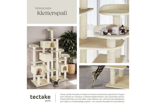 Tectake Kratzbaum Entissar 214 cm Sisal 138 x 60 x 214 cm Beige