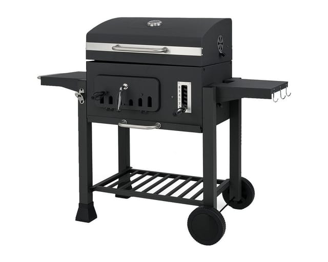 COSTWAY Holzkohlegrill Grillwagen mit Rädern Grillrost Thermometer