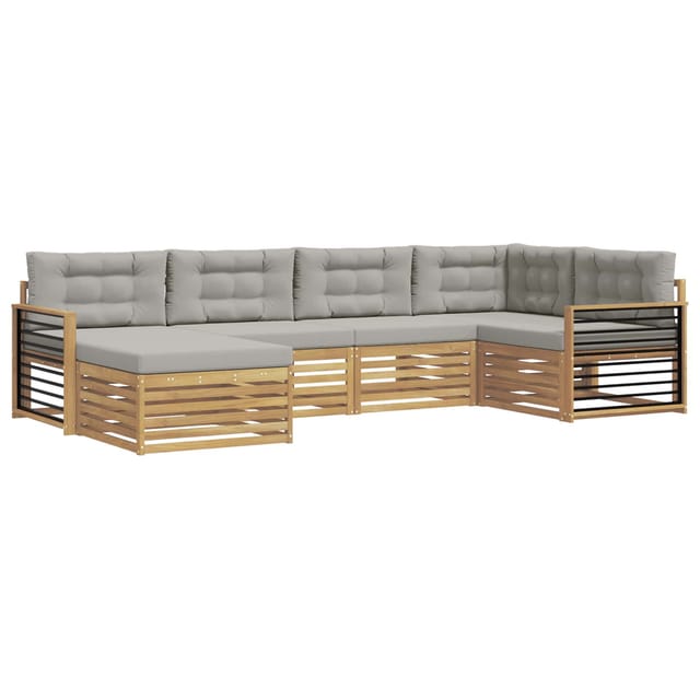 vidaXL Outdoor-Sofagarnitur 6-Tlg Weiß und Hellgrau Polyester 3390776
