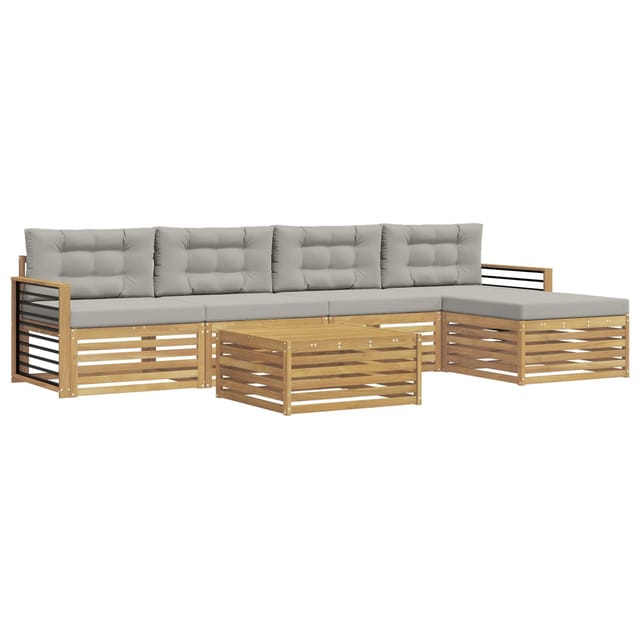 vidaXL Outdoor-Sofagarnitur 7-Tlg Weiß und Hellgrau Polyester 3390376