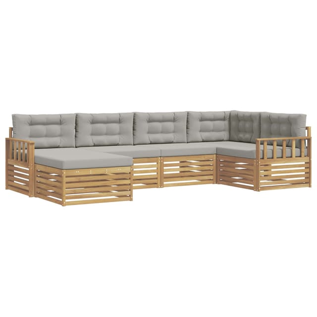 vidaXL Outdoor-Sofagarnitur 6-Tlg Weiß und Hellgrau Polyester 3390756