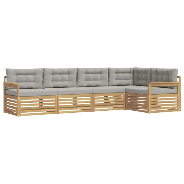 vidaXL Outdoor-Sofagarnitur 6-Tlg Weiß und Hellgrau Polyester 3390471