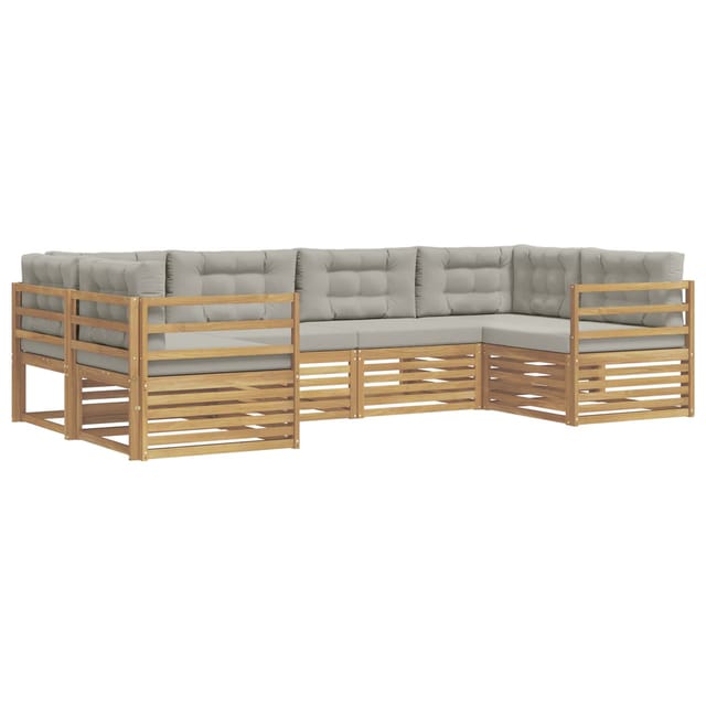 vidaXL Outdoor-Sofagarnitur 6-Tlg Weiß und Hellgrau Polyester 3391026