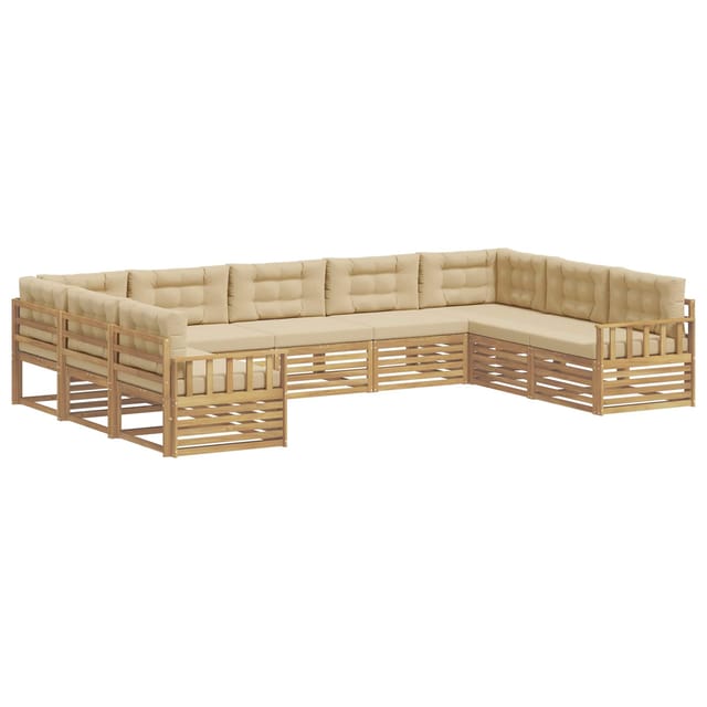 vidaXL Outdoor-Sofagarnitur 9-Tlg Weiß und Beige Massivholz Akazie 3391148