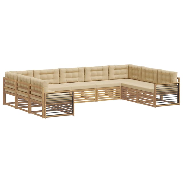 vidaXL Outdoor-Sofagarnitur 9-Tlg Weiß und Beige Massivholz Akazie 3391168