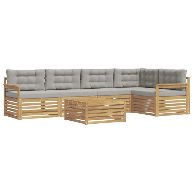 vidaXL Outdoor-Sofagarnitur 6-Tlg Weiß und Hellgrau Polyester 3390511