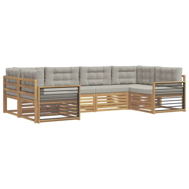 vidaXL Outdoor-Sofagarnitur mit Kissen 6-Tlg Weiß und Hellgrau 3391056