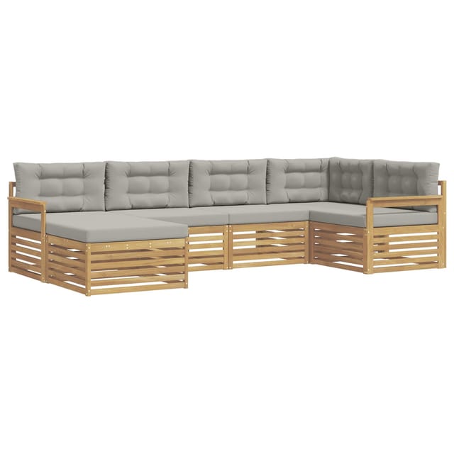 vidaXL Outdoor-Sofagarnitur 6-Tlg Weiß und Hellgrau Polyester 3390751