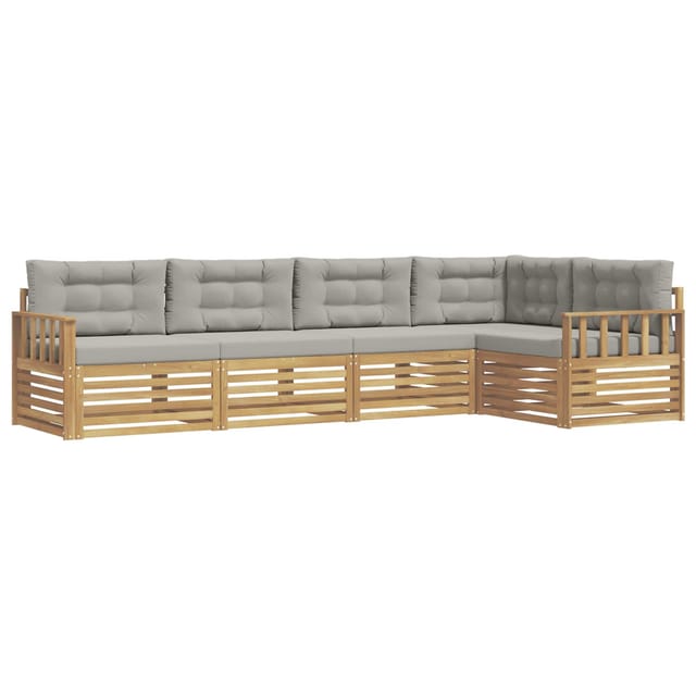 vidaXL Outdoor-Sofagarnitur 6-Tlg Weiß und Hellgrau Polyester 3390476
