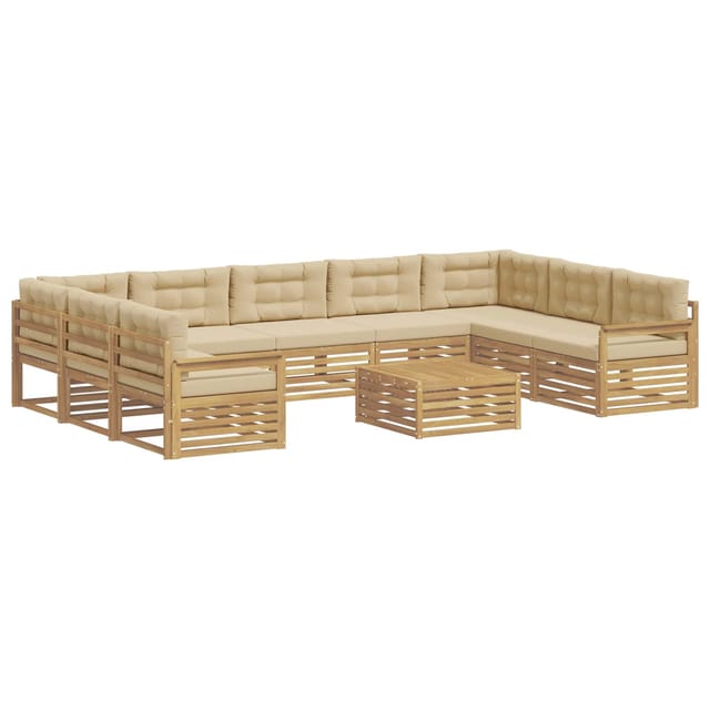 vidaXL Outdoor-Sofagarnitur 10-Tlg Weiß und Beige Massivholz Akazie 3391183