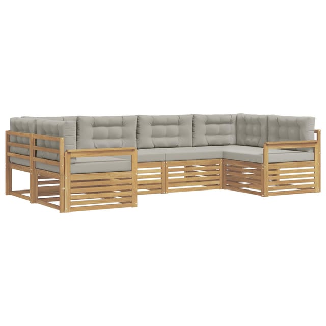vidaXL Outdoor-Sofagarnitur mit Kissen 6-Tlg Weiß und Hellgrau 3391031