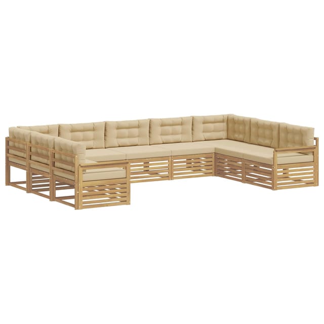 vidaXL Outdoor-Sofagarnitur 9-Tlg Weiß und Beige Massivholz Akazie 3391143