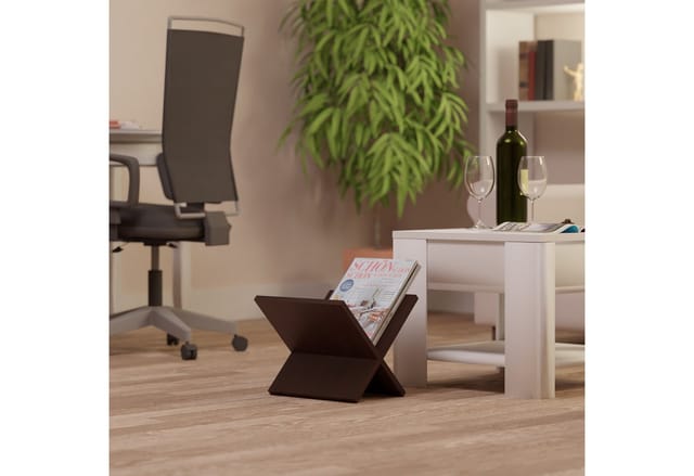 Relaxdays Zeitungsständer Walnussholz Dunkelbraun Zusammensteckbar 25,5 cm x 32 cm x 29 cm 1,4 kg