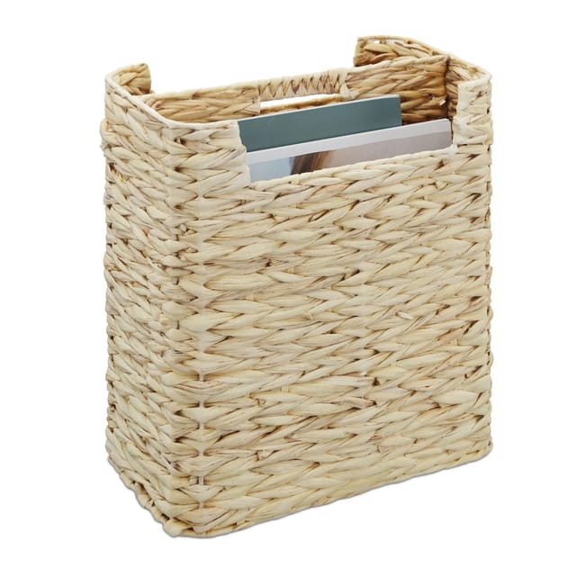 Relaxdays Zeitungsständer Wasserhyazinthe Eisen Natur 2 Fächer 38 cm x 32 cm x 18 cm 1,2 kg