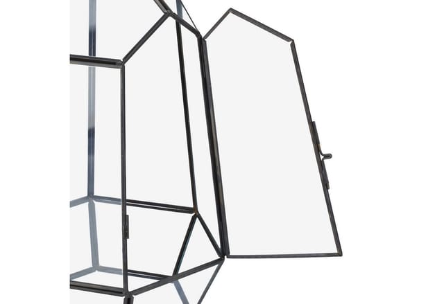 Relaxdays Pflanzenterrarium Glas Kupfer Schwarz 26 cm x 18 cm x 15 cm 0,8 kg