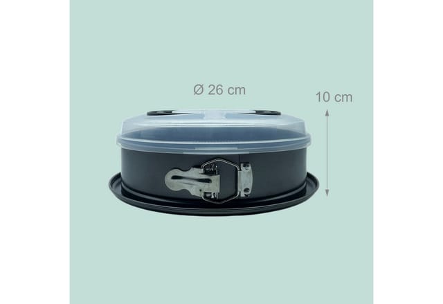Relaxdays Springform Carbonstahl Kunststoff Anthrazit Transparent Antihaftbeschichtet Mit Deckel ø 26 cm 0,6 kg