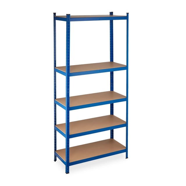 Relaxdays Schwerlastregal MDF Stahl Blau Teilbar 220 cm x 100 cm x 45 cm 26,6 kg