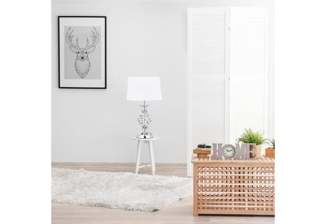 Relaxdays Tischlampe Eisen Stoff Silber Touch Dimmbar 43,5 cm x 25 cm 0,78 kg