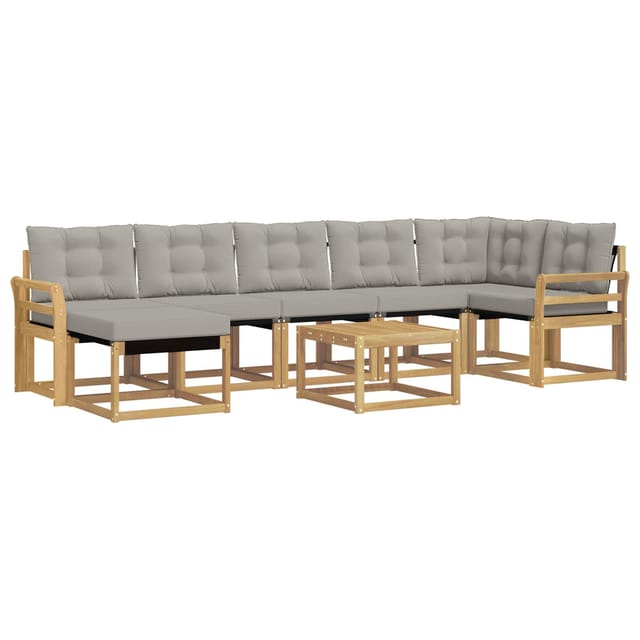 vidaXL Outdoor-Sofagarnitur mit Kissen 8-Tlg Weiß und Hellgrau 3389717