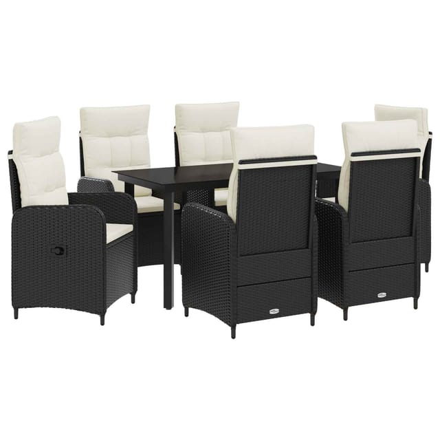 vidaXL Sofa-Tischset mit Kissen mit Kissen 7 Stk Schwarz und Cremeweiß 3422481