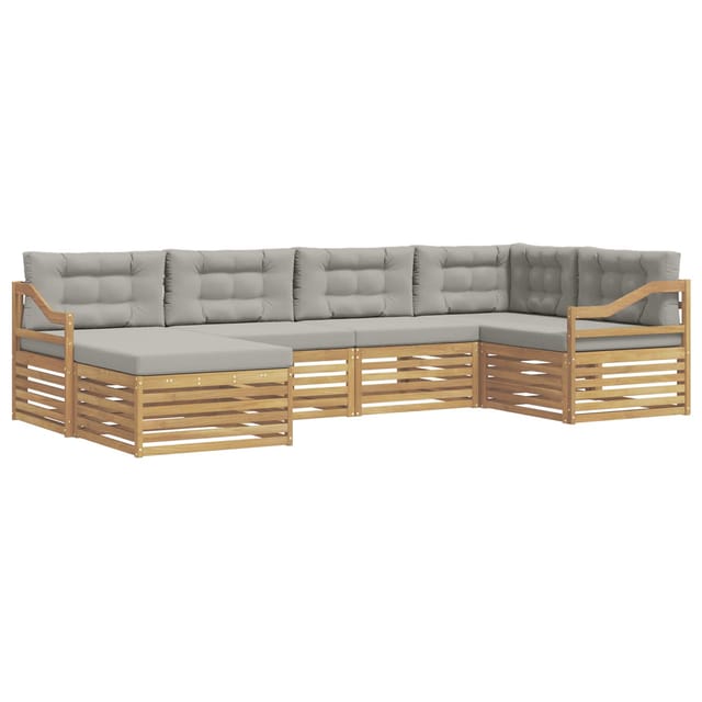 vidaXL Outdoor-Sofagarnitur 6 Stk Weiß und Hellgrau Polyester 3390781
