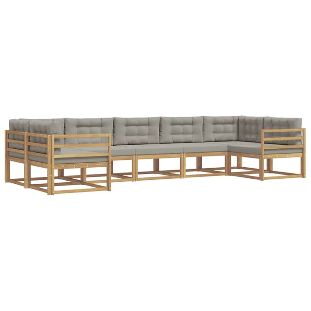 vidaXL Outdoor-Sofagarnitur mit Kissen 7 Stk Weiß und Hellgrau 3386955