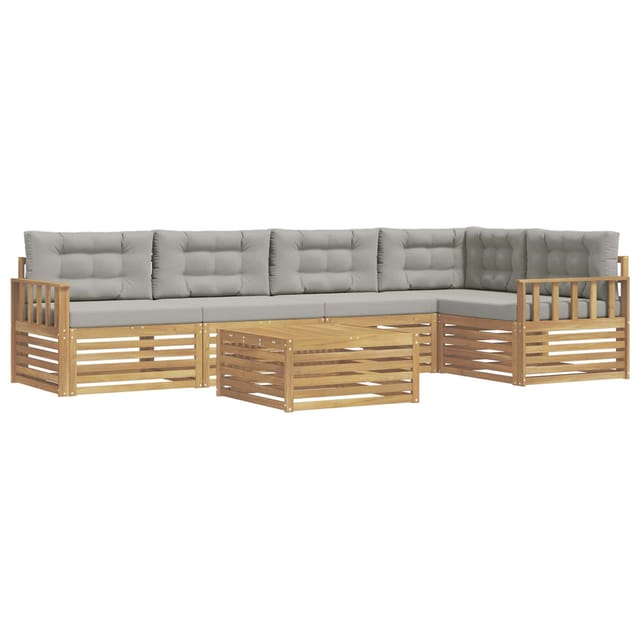 vidaXL Outdoor-Sofagarnitur 6 Stk Weiß und Hellgrau Polyester 3390516