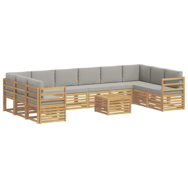 vidaXL Outdoor-Sofagarnitur 11 Stk Weiß und Hellgrau 59 x 59 x 37 cm 3392606