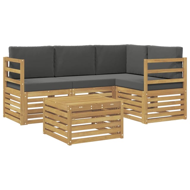 vidaXL Outdoor-Sofagarnitur 5 Stk Weiß und Anthrazit 59 x 59 x 37 cm 3391777