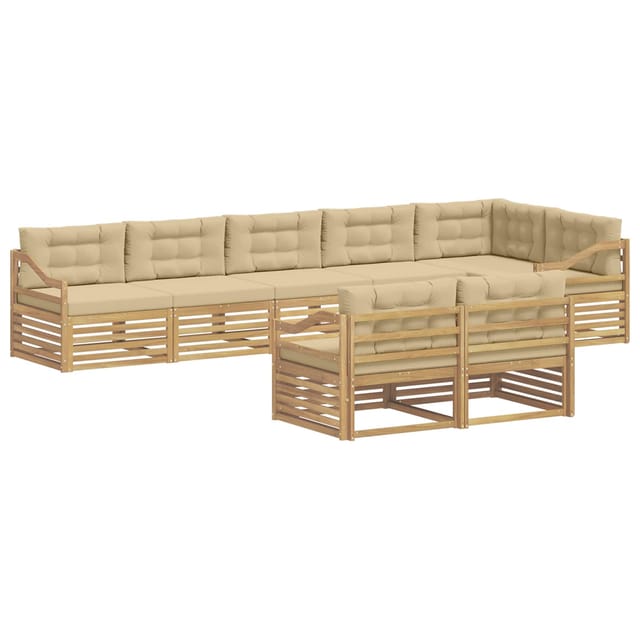vidaXL Outdoor-Sofagarnitur mit Kissen 8 Stk Weiß und Beige Polyester 3390703