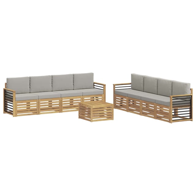 vidaXL Sofagarnituren mit Kissen 9 Stk Weiß und Hellgrau Polyester 3391606