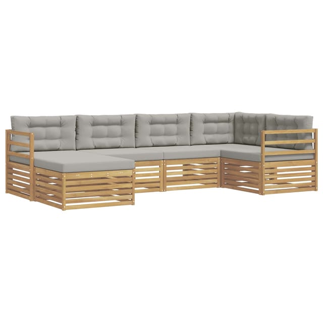 vidaXL Outdoor-Sofagarnitur 6 Stk Weiß und Hellgrau Polyester 3390746