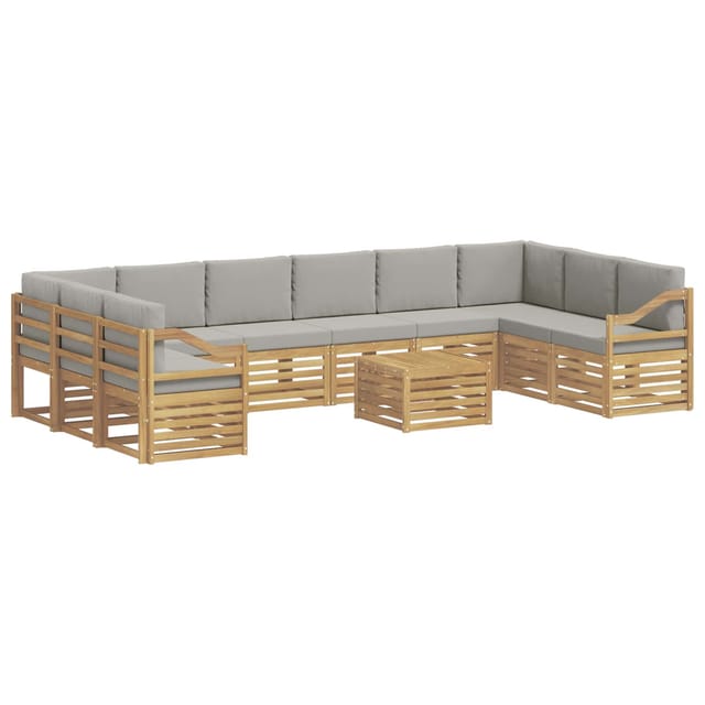 vidaXL Outdoor-Sofagarnitur 11 Stk Weiß und Hellgrau 59 x 59 x 37 cm 3392641