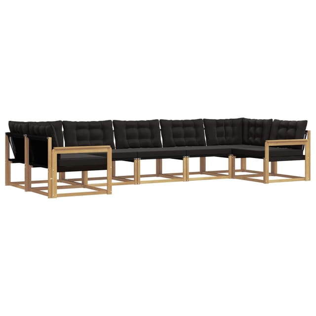 vidaXL Outdoor-Sofagarnitur mit Kissen 7 Stk Weiß und Schwarz 3389038