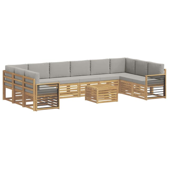 vidaXL Outdoor-Sofagarnitur 11 Stk Weiß und Hellgrau 59 x 59 x 37 cm 3392636