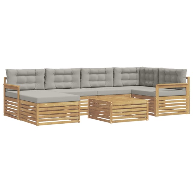 vidaXL Outdoor-Sofagarnitur mit Kissen 7 Stk Weiß und Hellgrau 3390791