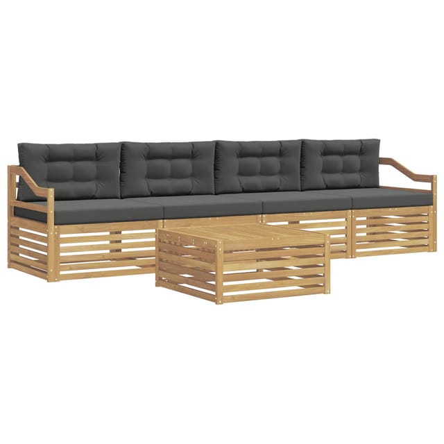 vidaXL Outdoor-Sofagarnitur 5 Stk Weiß und Anthrazit Massivholz Akazie 3390022